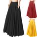 Women's Solid Color Half length Dress with pleats Elastic Waist Skirts_mkmklike.com