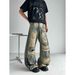 Unisex Heavy Duty Distressed Scimitar Jeans Retro Ripped Loose Wide Leg Trousers Wasteland Style Versatile Denim_mkmklike.com