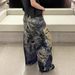 "Men's Distressed Graffiti Jeans - 3D Digital Print Streetwear Denim Pants, Loose Fit Wide Leg Trousers For Urban Fashion"_mkmklike.com
