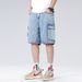 In Stock Workwear Denim Summer Loose Casual New Versatile Simple Five-Point Mid-Length Shorts_mkmklike.com