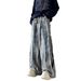 Men’s Deconstructed Patchwork Jeans – Frayed Hem, Tassel Details, Slightly Flared Wide Leg & Floor-Length Fit_mkmklike.com