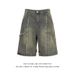 Men's Clothing Men's Distressed Denim Shorts High Street Style Summer Youth Loose Straight Leg Five Point Pants Edgy_mkmklike.com