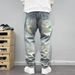 2026 New High-end Graffiti Hand-painted Ruffian Handsome Trendy Brand Ins American Jeans Men's Loose Small Straight Spring And Autumn Long Pants_mkmklike.com