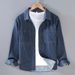 Denim Shirt Men's Long Sleeved Spring And Autumn Vintage Workwear Shirt Casual Jacket Men_mkmklike.com
