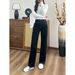 Four-way Stretch Narrow Wide-leg Denim Jeans For Women, Anti-fade, 2025 High-waisted Elastic, Petite Size, Autumn And_mkmklike.com