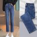 2026 Autumn New High-Waisted Straight-Leg Jeans For Petite Women, Loose Fit, Stretchy, Slimming, Nine-Point Cigarette_mkmklike.com