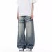 Men's Clothing Light Blue Flared Jeans For Men Autumn Trendy Brand Loose Washed Pants High Street Straight Scimitar Pants_mkmklike.com
