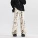 European And American High Street Wide-leg Pants Leopard Print Jeans Male Ruffian Handsome Fried Street American Loose Casual Pants_mkmklike.com