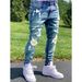 Men's Clothing Men's Slim Fit Skinny Jeans High Street Motorcycle Style Ripped And Patched Style Slimming Leg Pants_mkmklike.com