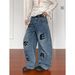 Men's Retro High Street Embroidered Letter Multi Pocket Wide Leg Trousers Curved Blade Design Trendy Brand Cross Border Niche_mkmklike.com