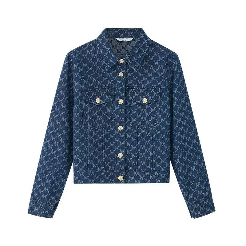 Women's Clothing Women's Denim Jacquard Short Jacket - Chic Floral Print Casual Coat For Autumn_mkmklike.com