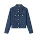 Women's Clothing Women's Denim Jacquard Short Jacket - Chic Floral Print Casual Coat For Autumn_mkmklike.com