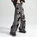 Scratched Holes And Old Black Jeans, Summer Straight Casual Washed Wide-leg Pants, Niche Design Long Pants Men_mkmklike.com