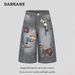 Retro 3D Graffiti Print Denim Capri Pants For Women & Men - Loose Fit Wide Leg Cropped Jeans_mkmklike.com