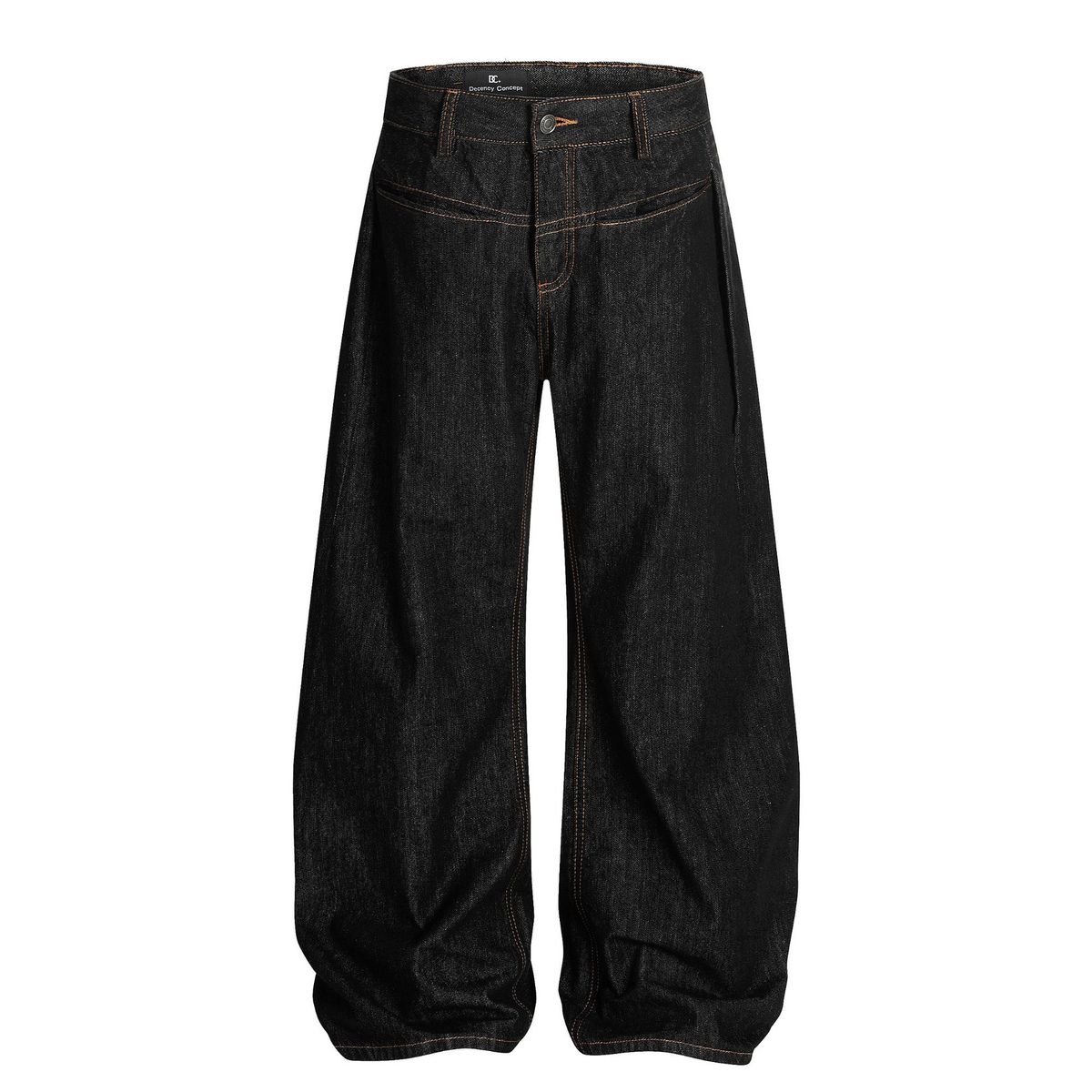 Men's High Street Vintage Loose Fit Distressed Denim Jeans - Retro Washed Black Straight Leg With Button Fly_mkmklike.com