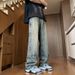 Nordmann European And American Style Vintage Washed Retro Jeans For Men, Ins Trendy Brand High Street Loose Straight Double Knee_mkmklike.com