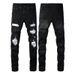 Men's Clothing Foreign Trade Men's Jeans Trendy Brand Men's Clothing Ripped Flannel Patch Men's Slim Stretch Youth Men's Pants 1347_mkmklike.com