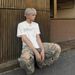 Men's Distressed Straight Leg Jeans Loose Fit Wide Leg High Street Style Trendy Cool Retro Long Pants_mkmklike.com