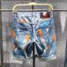 Men's Clothing Summer New Ink Splash Hole Denim Shorts Men's Loose Straight Five Point Men's Mid Length Pants_mkmklike.com