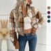 Women's clothing short plaid cardigan lapel jacket women_mkmklike.com