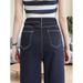 High Waisted Straight Leg Jeans for Women Dark Navy Blue with High Stitch Decoration New Style 2025 Factory Direct Wholesale_mkmklike.com