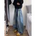 Nordmann American High Street Vibe Style Bamboo Pattern Scimitar Jeans Men Loose Slimming Wide Leg Casual Cleanfit Pants_mkmklike.com