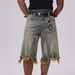 Men's Clothing Summer Fashion Brand Brushed Yellow Mud Dye Washed Old Denim Shorts Loose Cropped Version Pants Trendy_mkmklike.com