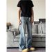 Men's Clothing Retro Flared Handsome Light Blue Jeans Men's Trendy Brand Drape Trousers Trend_mkmklike.com