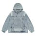 Old Washed Hooded Denim Sweatshirt With Retro Street Style, Loose Fitting Couple Jacket, Men's Jacket_mkmklike.com