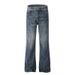 American Style Lightning Crack Washed Jeans For Men And Women, Straight-Leg Slimming Flared Ins Floor-Length Pants_mkmklike.com