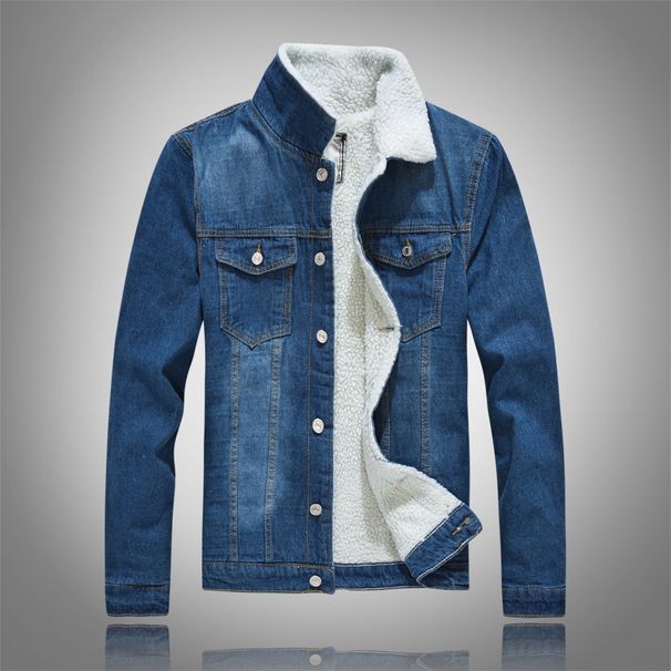 Men's Clothing Men's Winter Large Size Lamb Wool Denim Jacket Blue Slim Long Sleeve Jacket Plus Velvet Top_mkmklike.com