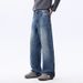 Men's Clothing Retro Blue Jeans Men's Autumn American High Street Simple Trousers Trendy Brand All Match High End Straight Pants_mkmklike.com