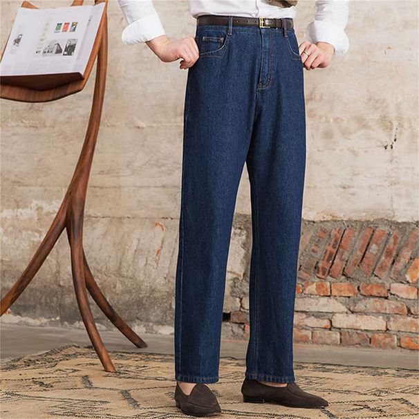 Men's Clothing Men's Stretch Denim Jeans Solid Color Washed Slim Straight Leg Trousers For Spring And Autumn_mkmklike.com