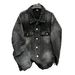 Distressed Denim Jacket Men's High Street Fashion Oversized Workwear Style Vintage Washed Cotton Blend Coat With Multiple Pockets_mkmklike.com