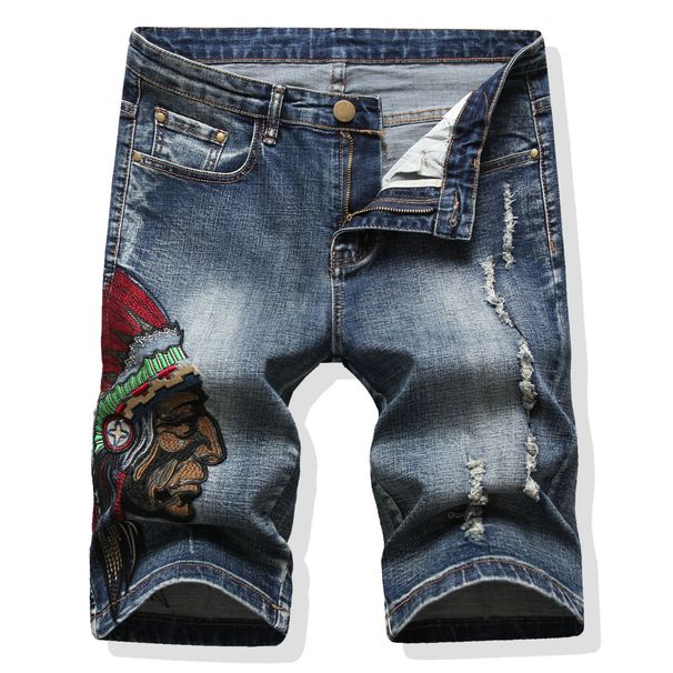 Indian Embroidered Denim Shorts Men New Cross Border_mkmklike.com