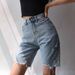 Women's Clothing Ripped Denim Shorts High Waist Black Loose Mid Length Pants Straight Five Point Pants_mkmklike.com