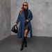 Women's Elegant Denim Trench Coat European American Style Spring Autumn Fashionable Casual Mid-Length Coat_mkmklike.com