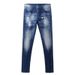 Men's Clothing Men's Jeans Old Blue Washed Hole Patch Paint Trendy Brand Slim Fit Skinny Pants Men_mkmklike.com