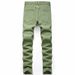 Suitable For All Seasons Men's Military Green Men Plus Size Straight Jeans_mkmklike.com