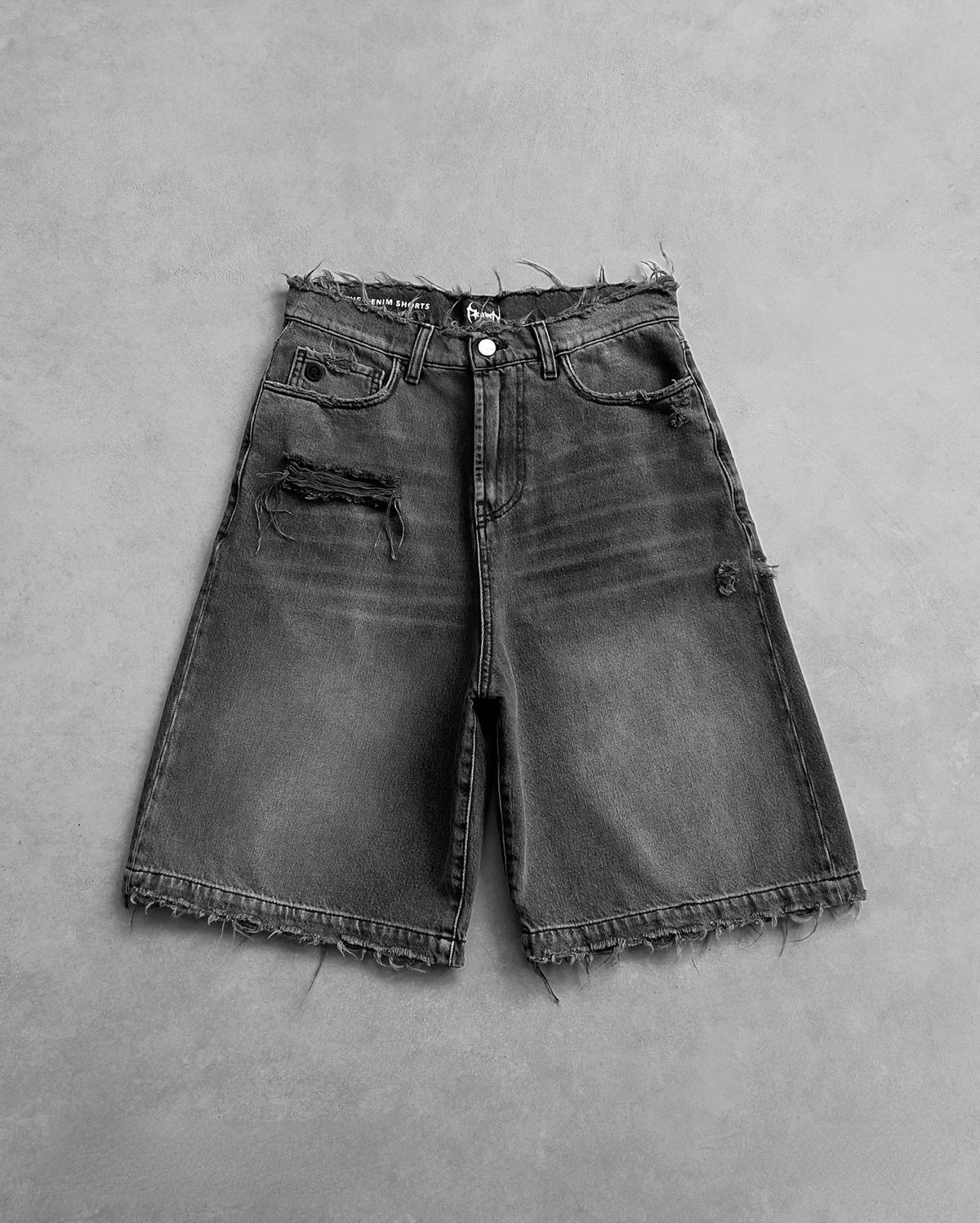 Men's Clothing Gothic Style Black Punk Washed Denim Shorts Men's Summer Street Hip Hop Y2k Ripped Shorts_mkmklike.com