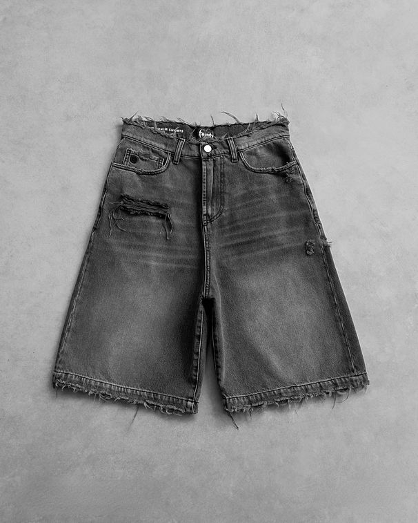 Men's Clothing Gothic Style Black Punk Washed Denim Shorts Men's Summer Street Hip Hop Y2k Ripped Shorts_mkmklike.com