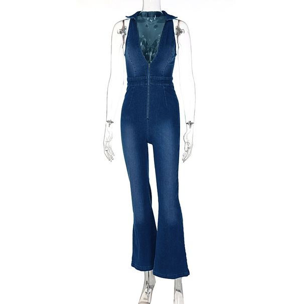 Euro-American Style Women's Clothing New Slim-fit Slim-looking Fashionable Street Retro Style High-waisted Denim Overalls_mkmklike.com