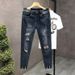 2024 New High Quality Nine Point Trendy And Handsome Slim Fit Small Foot Jeans Men's Fashion Brand Slimming_mkmklike.com
