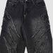 Men's Clothing American Retro Dark Style Punk Street Trend Y2k Washed Collage Embroidery Raw Edge Jeans Men And Women Cross Border_mkmklike.com