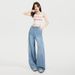 Women's Retro Floral Embroidered Wide Leg Jeans Loose Fit Slimming Stylish Spring/Summer England Fashion Style_mkmklike.com