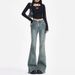 Flash Sale Direct Supply: Spring/Summer Designer Frayed Hem Micro Flare Jeans For Women, Slimming Patchwork Floor-Length_mkmklike.com
