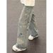 New Cleanfit Black Striped Puppy Straight-leg Versatile Curved Jeans For Men And Women, American High Street Style Pants_mkmklike.com