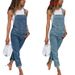 Trendy Girl Closet European And American Cross-Border Denim Overalls Plus Size Women's Pants Solid Color Jeans NK311_mkmklike.com