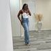 Vintage Washed Denim Jeans For Women With Fringe & Cross Patches - Straight Leg, High Waist, Comfortable Cotton Blend_mkmklike.com