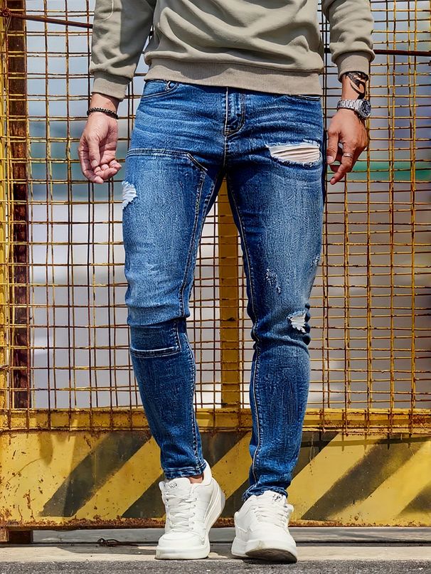 Men's Slim Fit Skinny Jeans Trendy Ripped Hot Selling American Youth Jeans_mkmklike.com